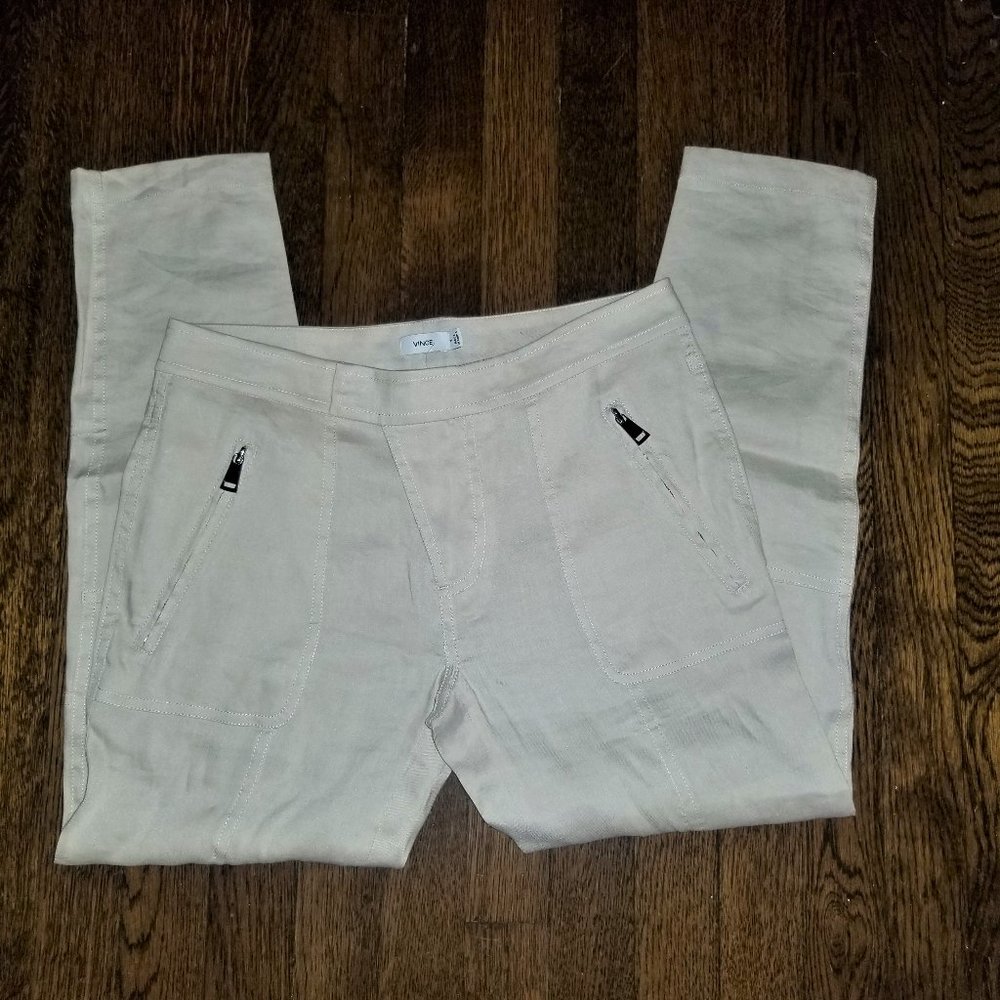Firm Price🌷Cream Zipper Pocket Cropped Pants - 2